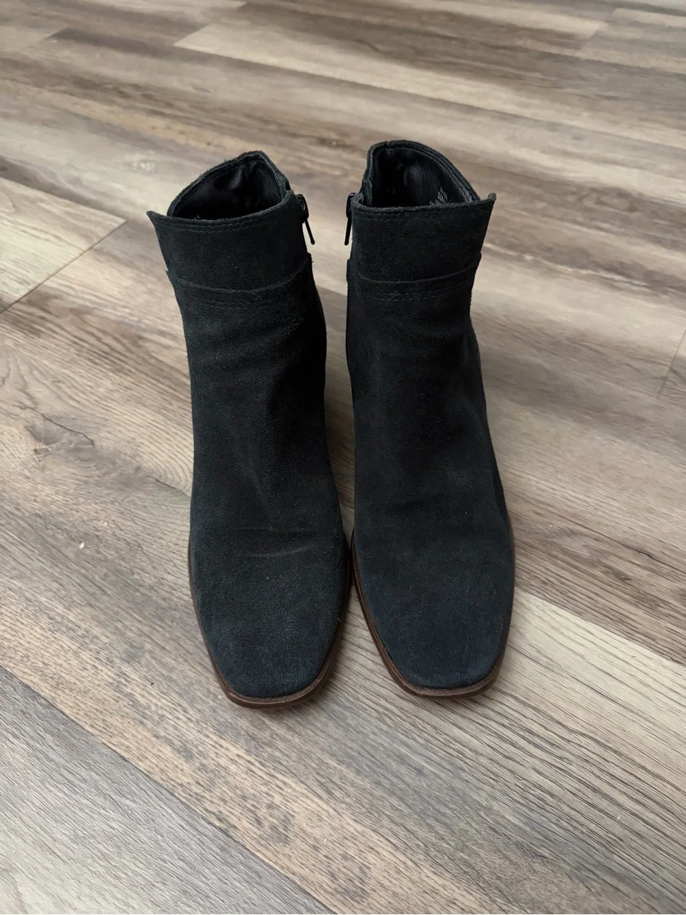 Lucky Brand Black Suede Ankle Booties with Side Zip